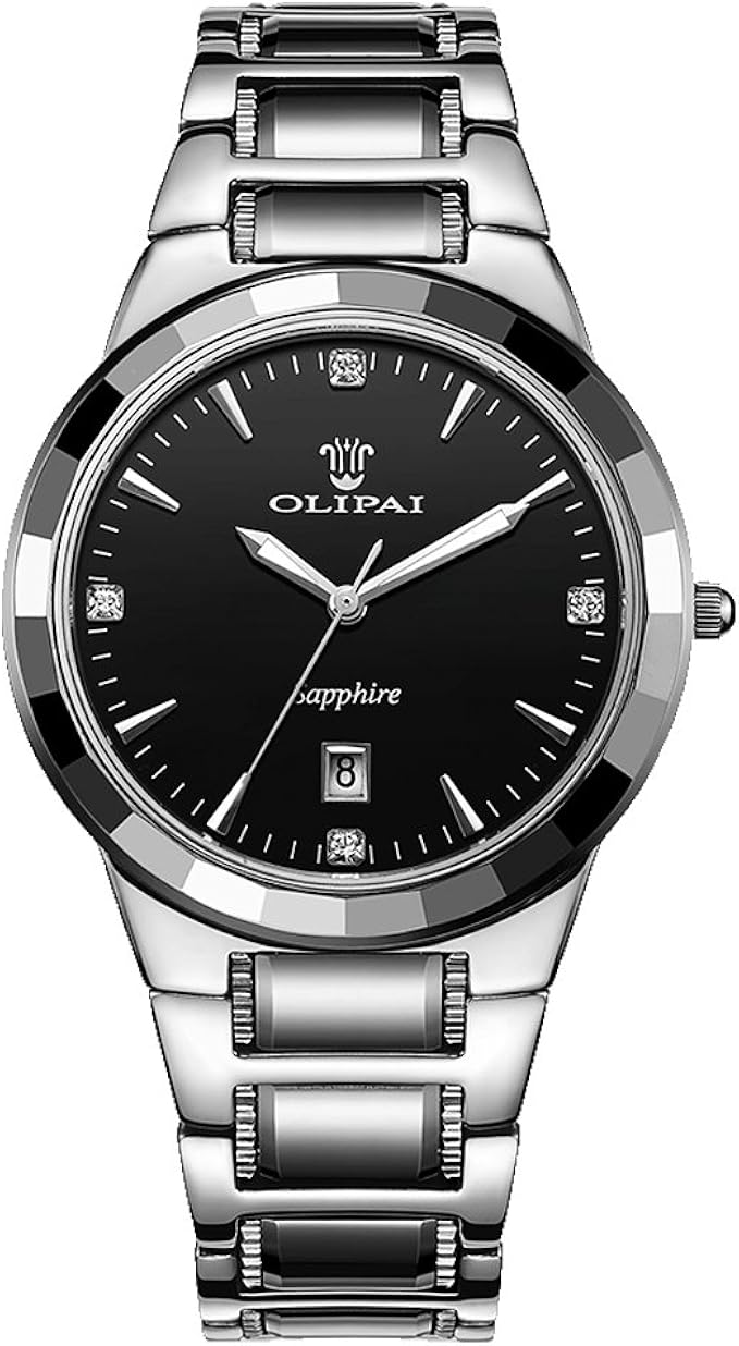 olipai欧力派-经典商务手表石英表双日历防水腕表连体扣-jt9035 (黑色